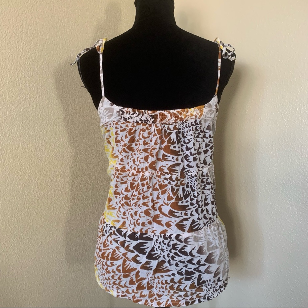 Y2K vintage Billabong Brown, White, and Yellow Camisole